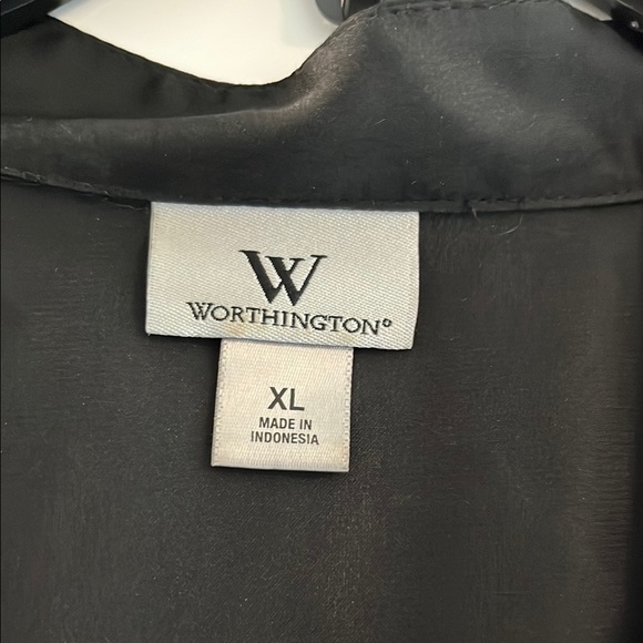 Worthington Black Short Sleeve Blouse XL - Picture 2 of 5